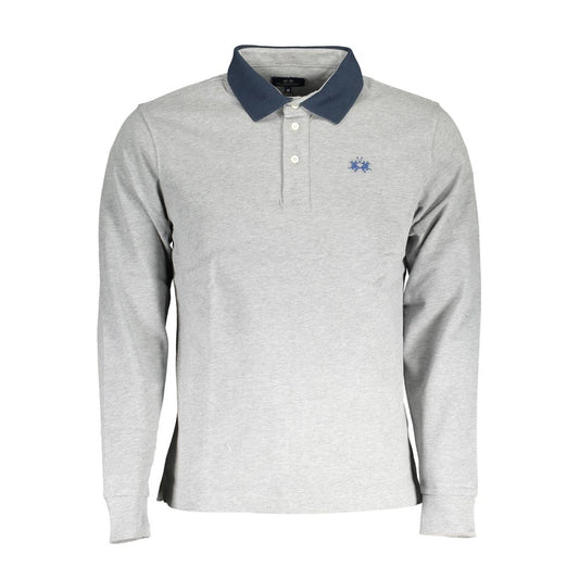 La Martina Gray Cotton Men Polo Shirt La Martina