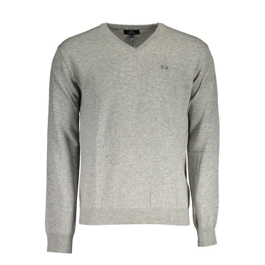 La Martina Gray Wool Men Sweater