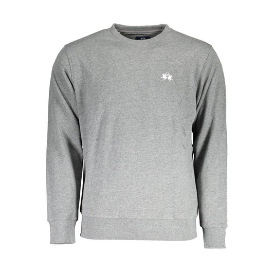 La Martina Gray Cotton Men Sweater La Martina