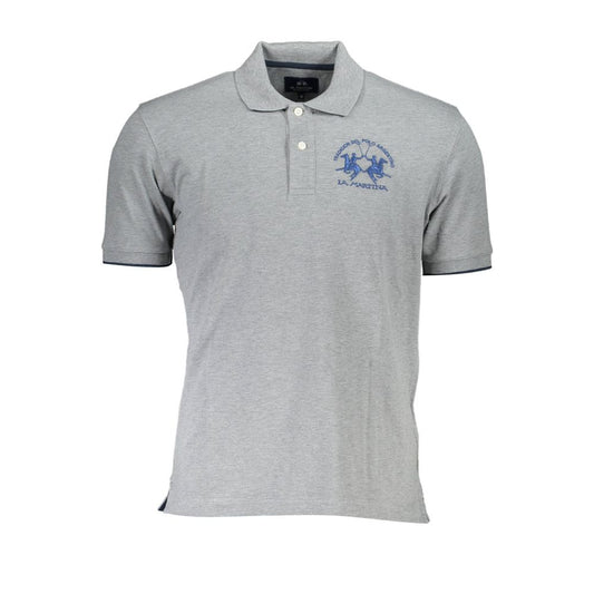 La Martina Gray Cotton Men Polo Shirt La Martina