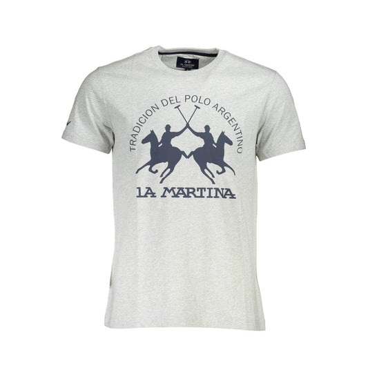 La Martina Gray Cotton Men T-Shirt La Martina