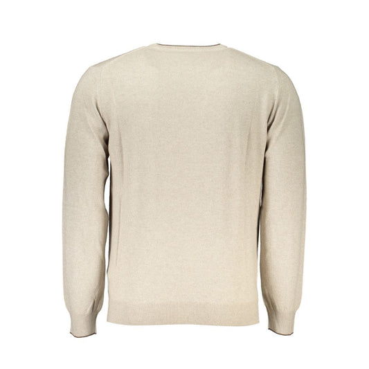 Harmont & Blaine Beige Crew Neck Luxury Sweater with Embroidery Harmont & Blaine