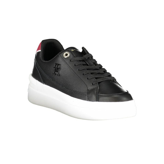 Tommy Hilfiger Black Leather Women Sneaker Tommy Hilfiger