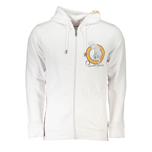 Cavalli Class White Cotton Mens Hooded Sweater Cavalli Class