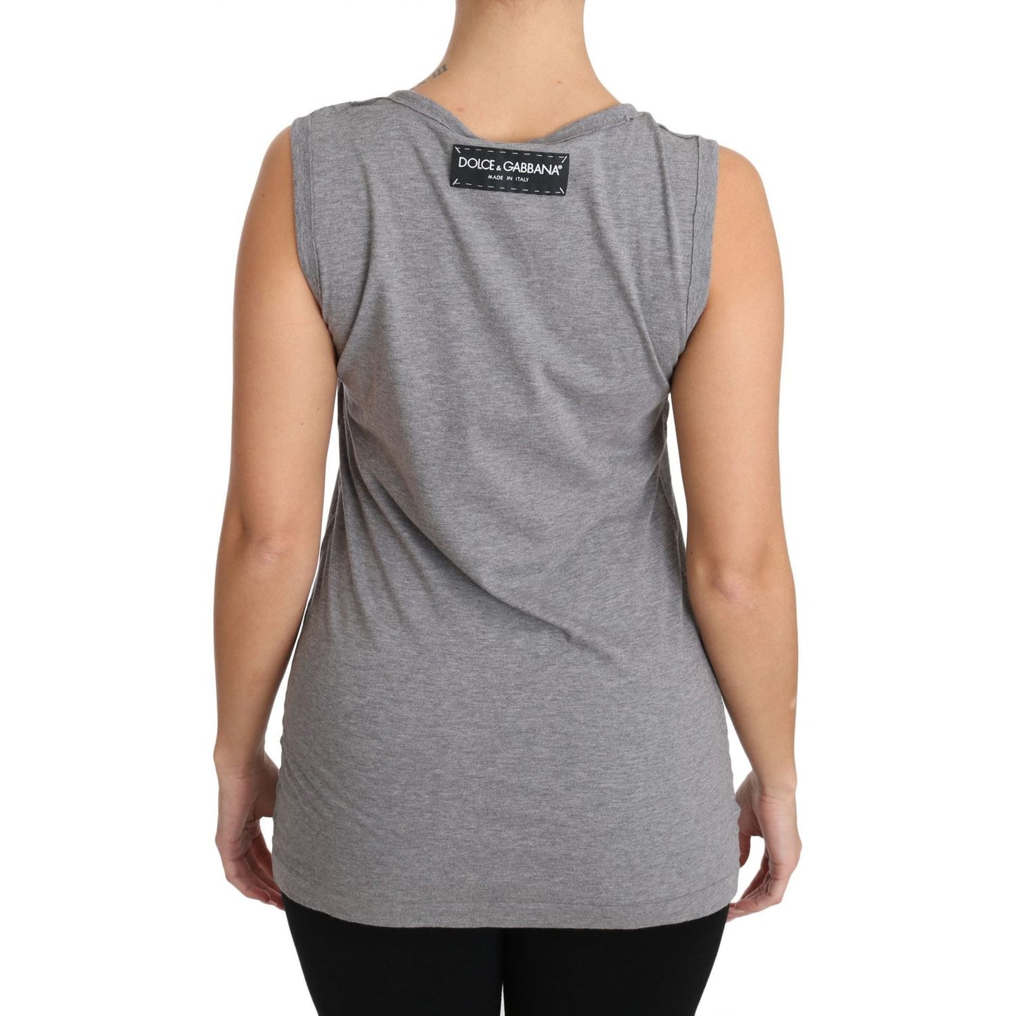 Dolce & Gabbana Sequined Heart Tank Top in Gray Dolce & Gabbana