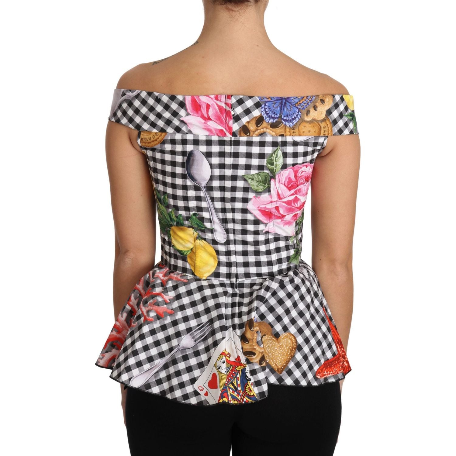 Dolce & Gabbana Chic Checkered Corset Top Blouse