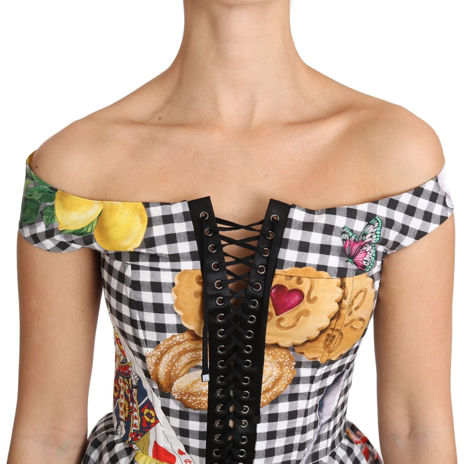 Dolce & Gabbana Chic Checkered Corset Top Blouse