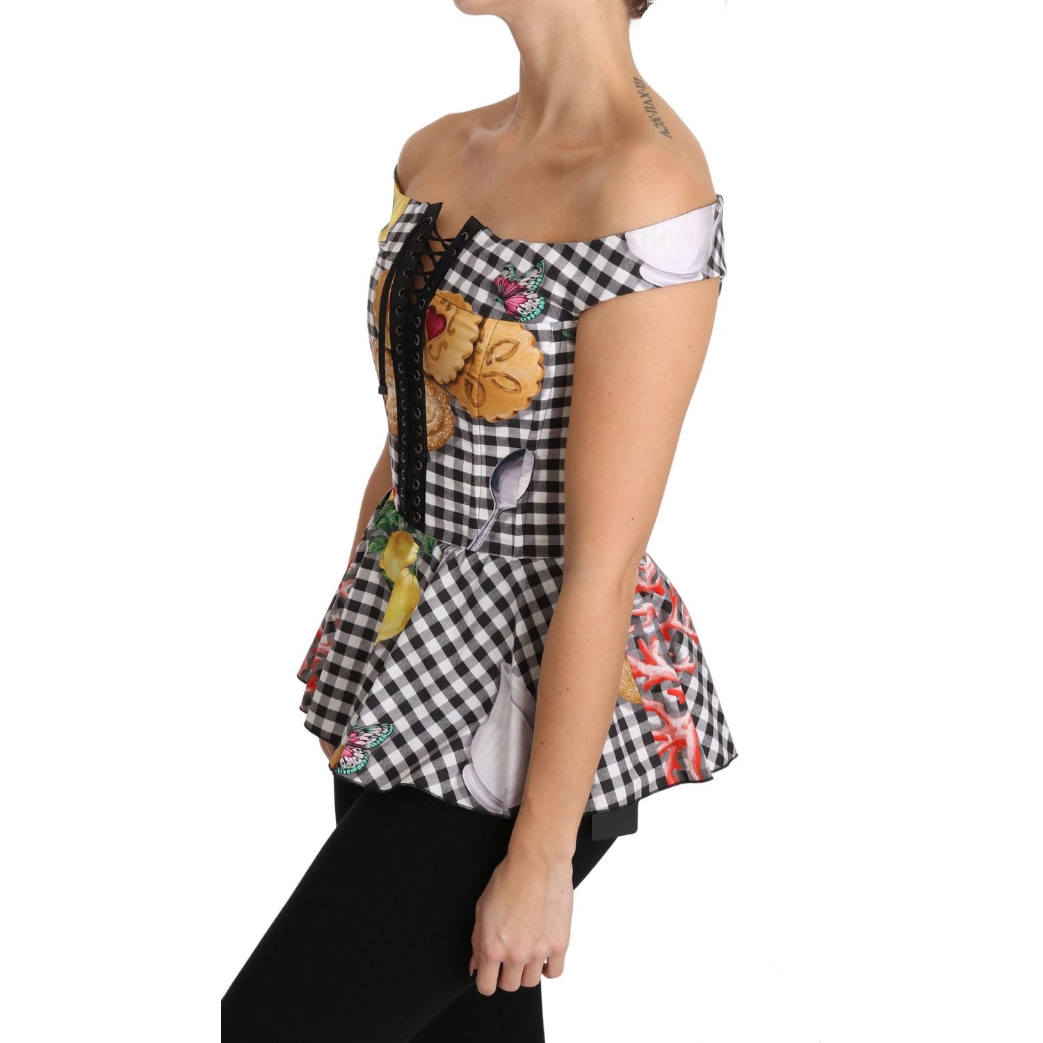 Dolce & Gabbana Chic Checkered Corset Top Blouse