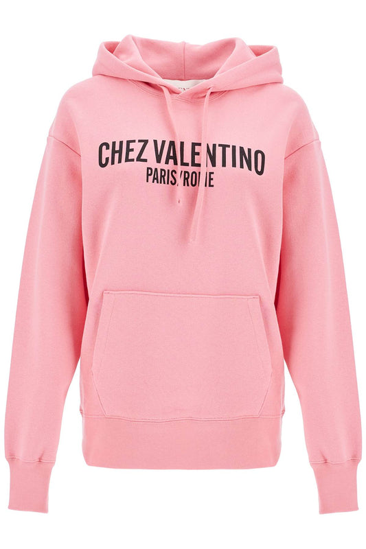 Valentino Garavani pink cotton hoodie with kangaroo pocket Topwear Valentino Garavani