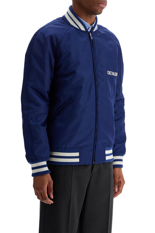 Valentino Garavani blue bomber jacket in printed polyamide with zip and high collar Jackets Valentino Garavani