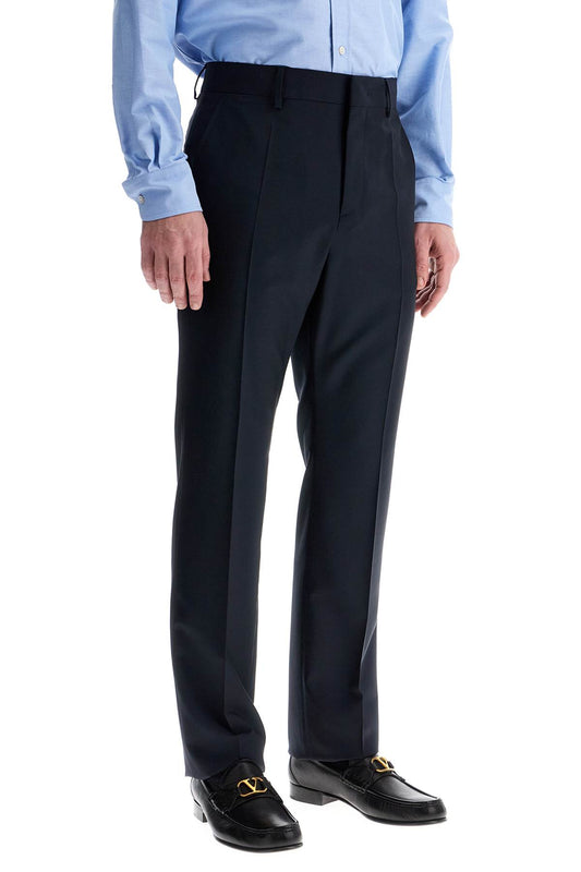 Valentino Garavani dark blue wool elegant pants regular fit with pleats Trousers Valentino Garavani