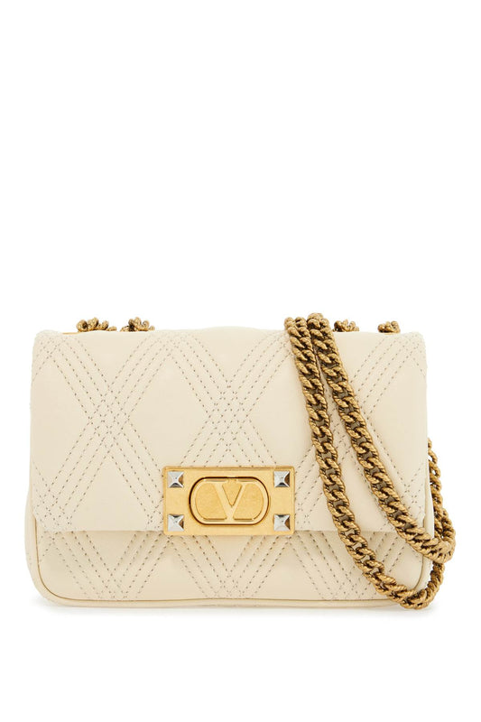 Valentino Garavani small shoulder bag in leather with golden chain butter white Handbag Valentino Garavani