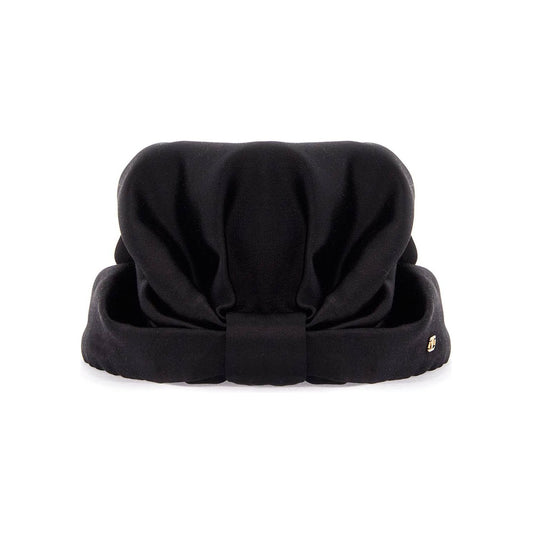 Valentino Garavani black silk turban with golden details and v logo Scarves Hats & Gloves Valentino Garavani