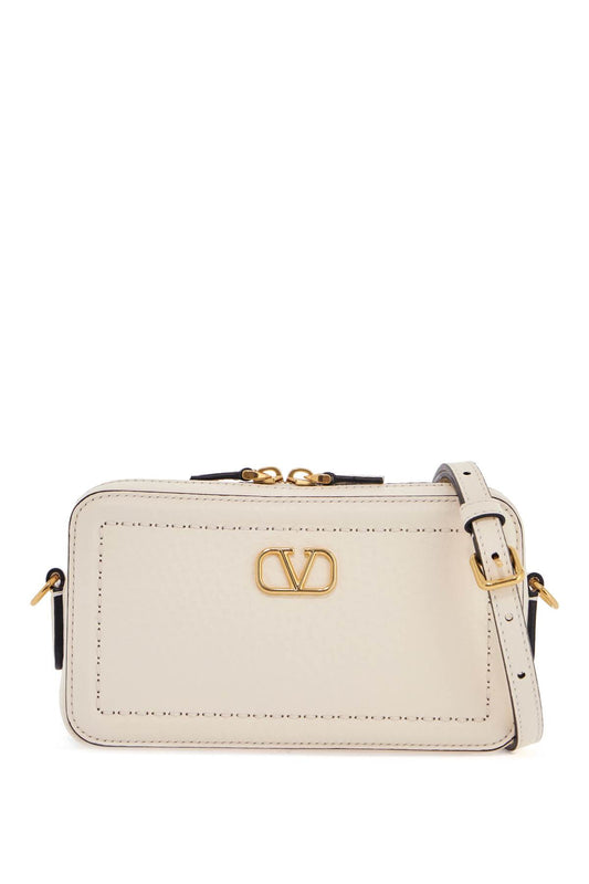 Valentino Garavani mini camera case in ivory leather with adjustable strap and golden details Shopper Valentino Garavani