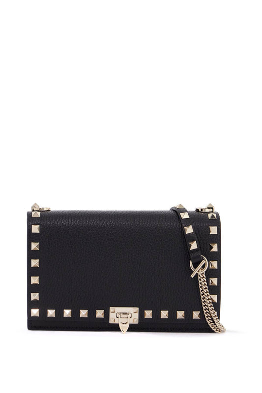 Valentino Garavani mini black leather bag with golden metal studs Shopper Valentino Garavani