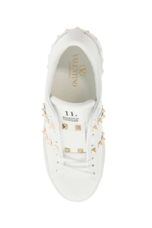 Valentino Garavani white rockstud elegant sneakers with golden studs