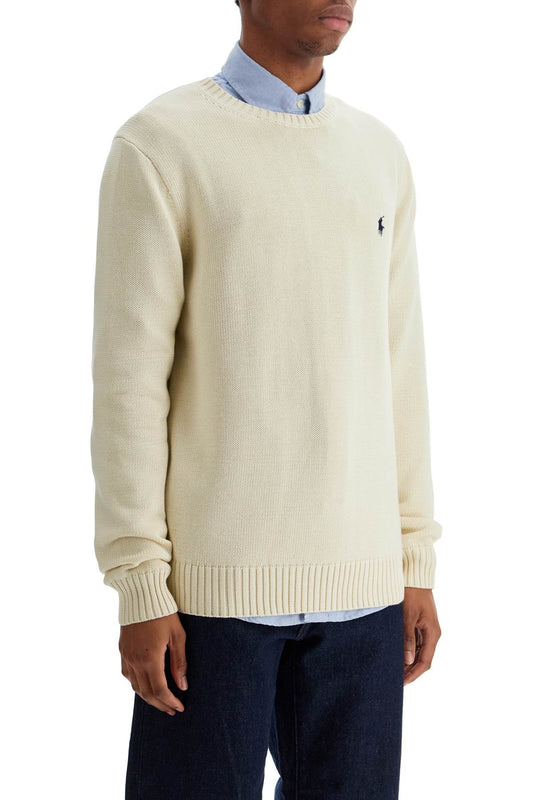 Polo Ralph Lauren cream cotton sweater with embroidered logo Knitwear Polo Ralph Lauren