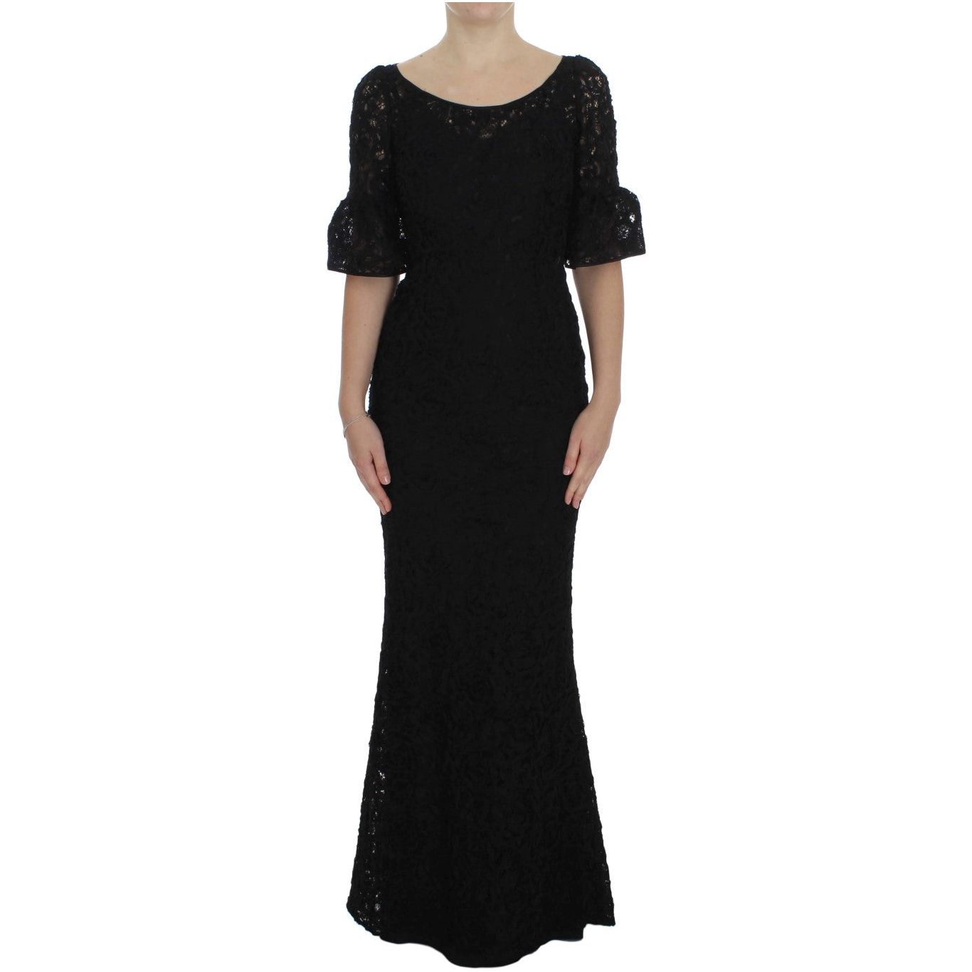 Dolce & Gabbana Elegant Black Floral Lace Maxi Dress Dolce & Gabbana