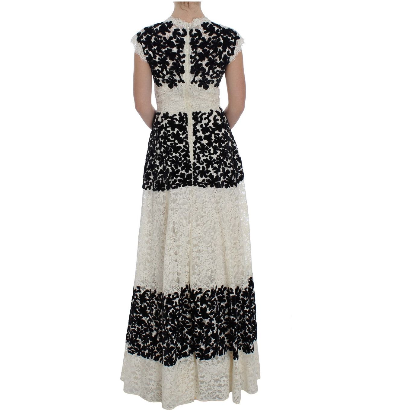 Dolce & Gabbana Elegant Floral Lace Cap Sleeve Maxi Dress Dolce & Gabbana