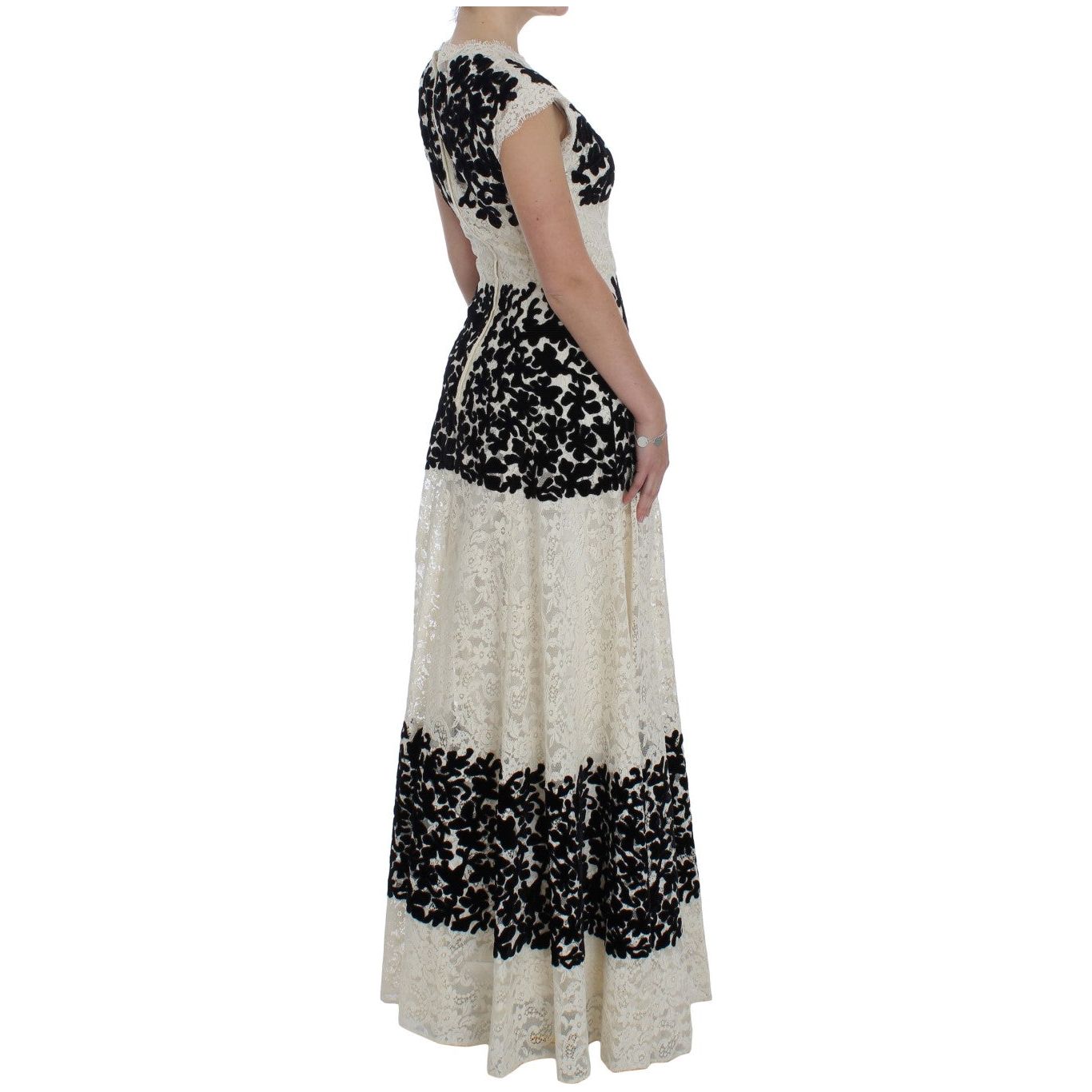 Dolce & Gabbana Elegant Floral Lace Cap Sleeve Maxi Dress Dolce & Gabbana