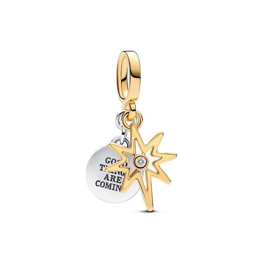 PANDORA CHARMS Mod. ENGRAVABLE NORTH STAR LAB-GROWN DIAMOND DANGLE DESIGNER FASHION JEWELLERY PANDORA