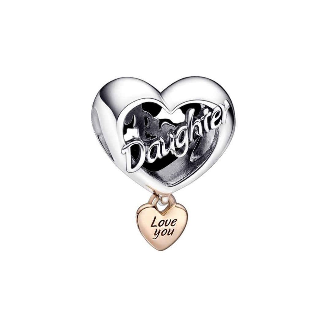 PANDORA CHARMS Mod. LOVE YOU DAUGHTER HEART DESIGNER FASHION JEWELLERY PANDORA