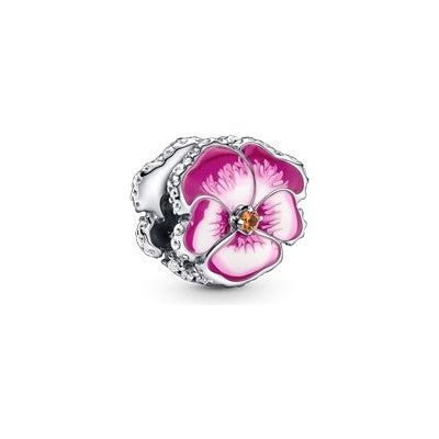 PANDORA CHARMS Mod. PINK PANSY FLOWER DESIGNER FASHION JEWELLERY PANDORA