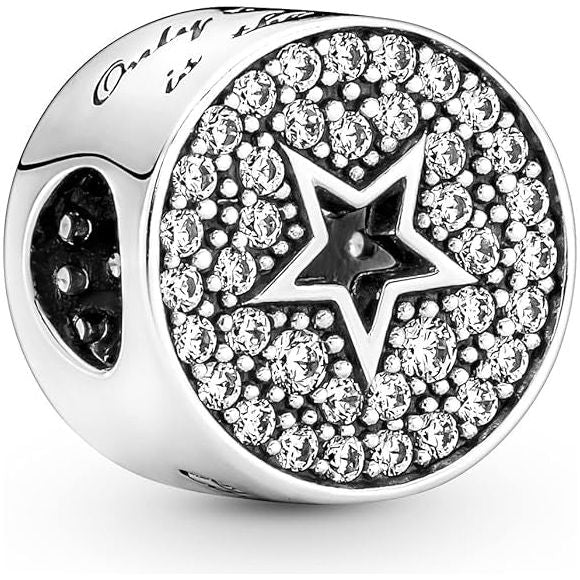 PANDORA CHARMS Mod. PAVE' & STAR CONGRATULATION DESIGNER FASHION JEWELLERY PANDORA