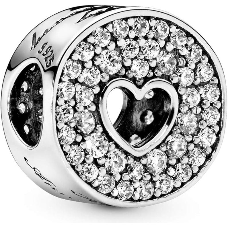 PANDORA CHARMS Mod. PAVE' & HEART ANNUVERSARY DESIGNER FASHION JEWELLERY PANDORA