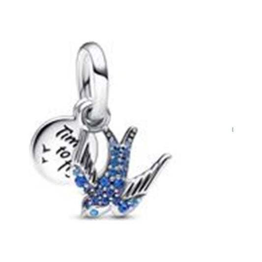 PANDORA CHARMS Mod. SPARKLING SWALLOW & QUOTE DESIGNER FASHION JEWELLERY PANDORA