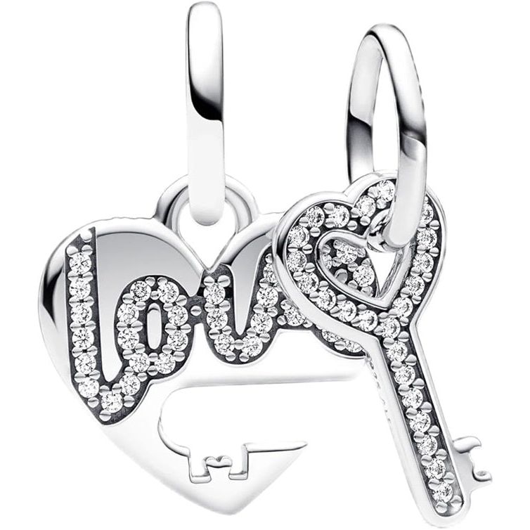 PANDORA CHARMS Mod. SPLITTABLE HEART & KEY DESIGNER FASHION JEWELLERY PANDORA