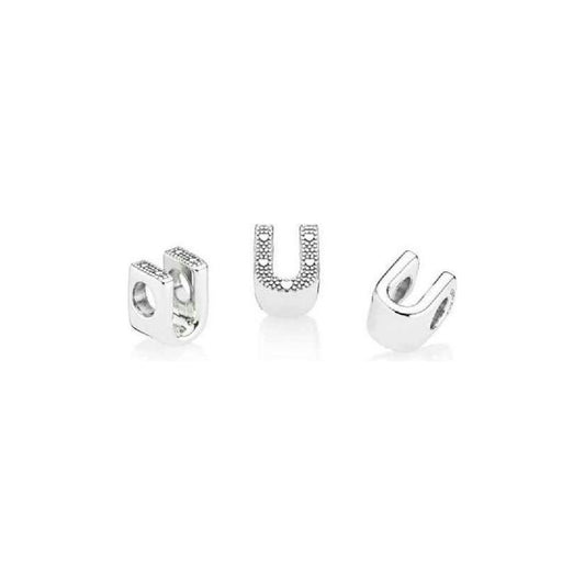 PANDORA CHARMS Mod. LETTER T SILVER DESIGNER FASHION JEWELLERY PANDORA