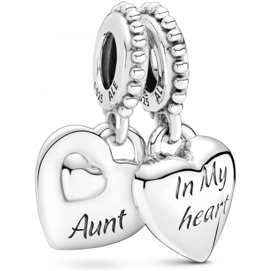 PANDORA CHARMS Mod. AUNT & NIECE SPLIT HEART DESIGNER FASHION JEWELLERY PANDORA