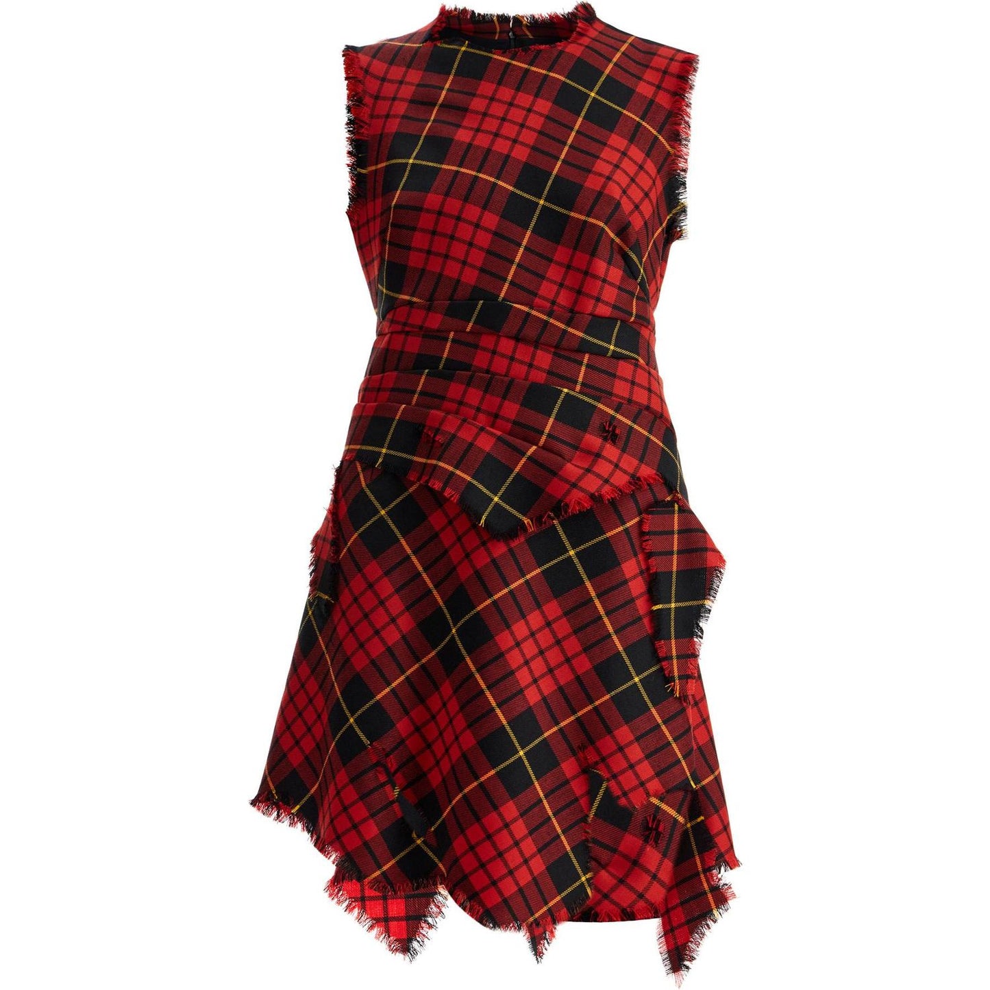 Alexander Mcqueen distressed wool tartan mini dress Dresses Alexander Mcqueen