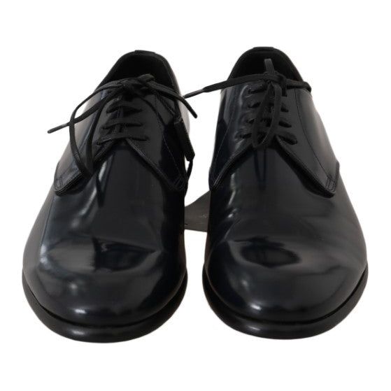 Dolce & Gabbana Elegant Dark Blue Leather Derby Shoes Dolce & Gabbana