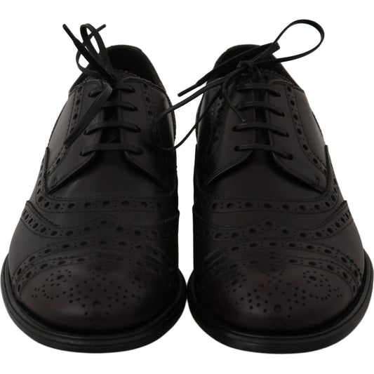 Dolce & Gabbana Elegant Bordeaux Wingtip Derby Dress Shoes Dress Shoes Dolce & Gabbana