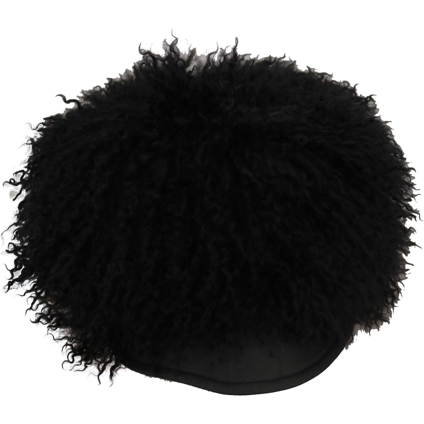 Dolce & Gabbana Chic Black Gatsby Cap in Tibet Lamb Fur Hat Dolce & Gabbana