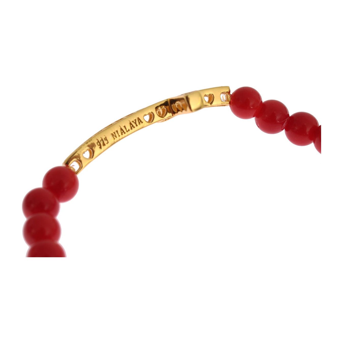 Nialaya Elegant Gold and Red Coral Beaded Bracelet Bracelet Nialaya