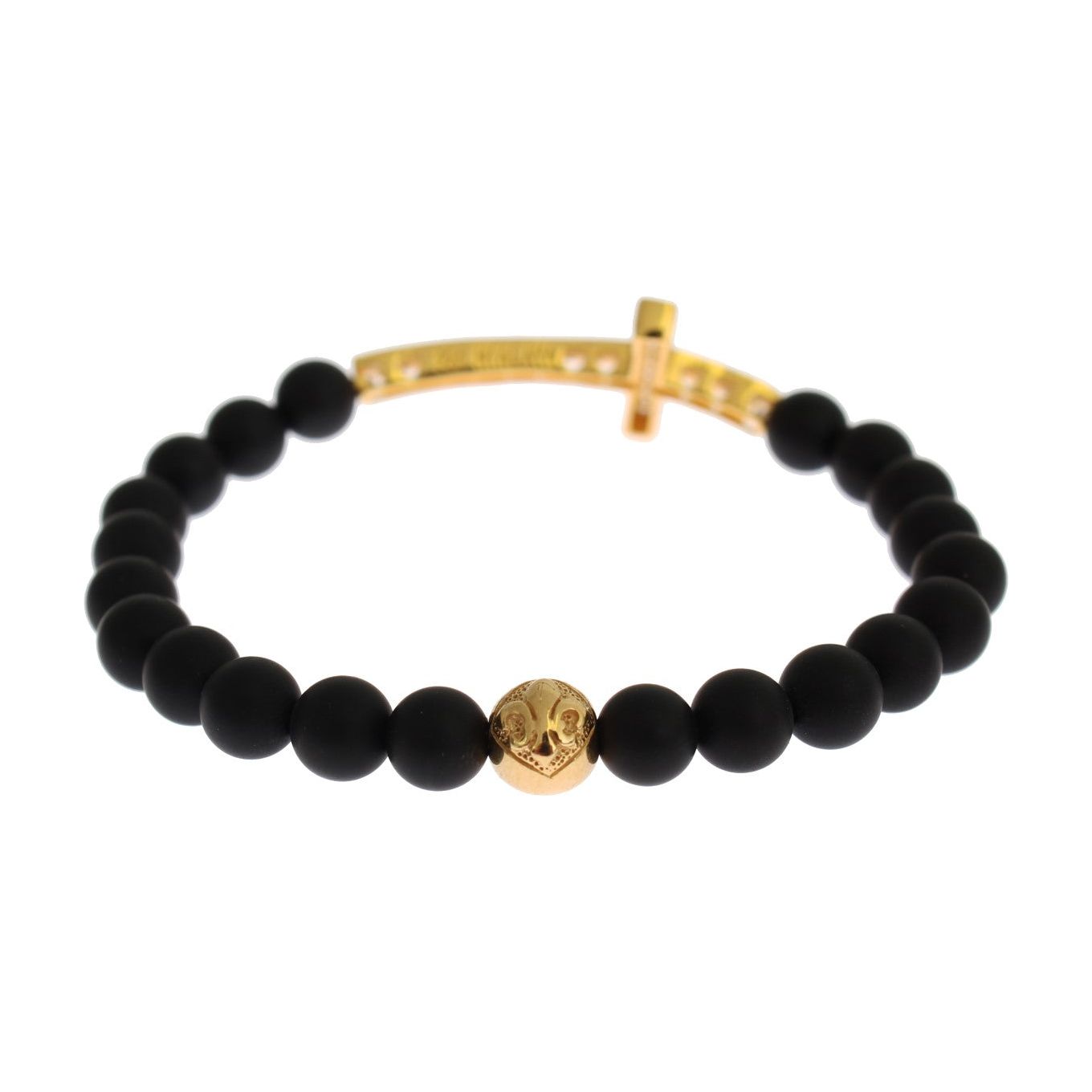 Nialaya Chic Matte Onyx Bead & CZ Diamond Cross Bracelet Bracelet Nialaya