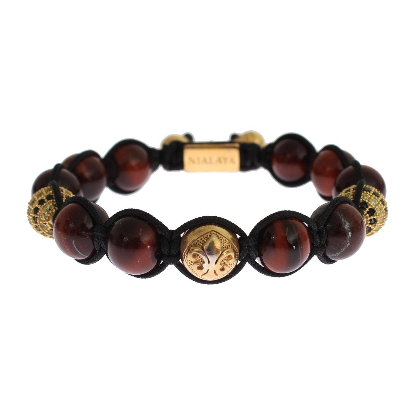 Nialaya Radiant Red Tiger Eye & CZ Gold Bracelet Bracelet Nialaya