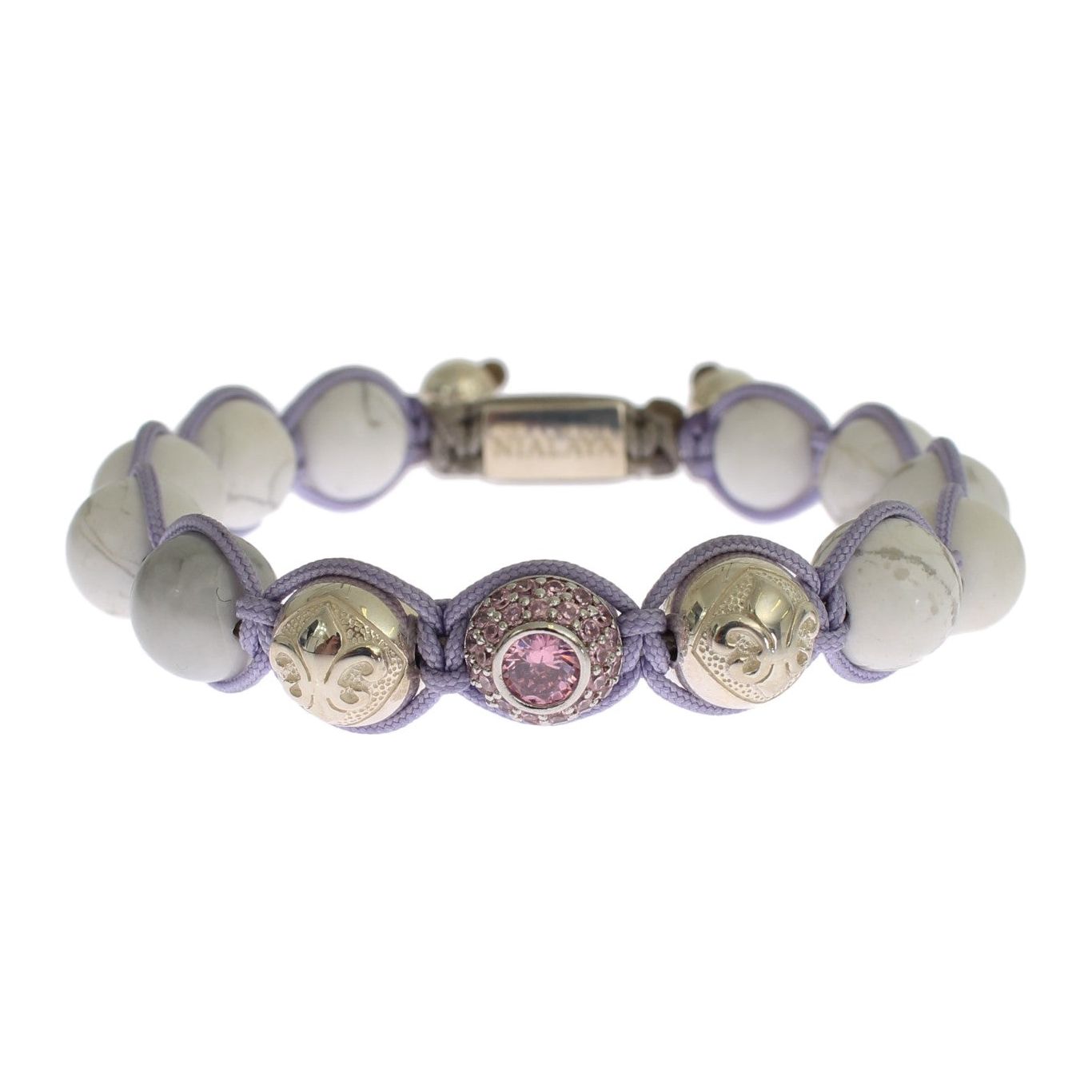 Nialaya Elegant Silver Purple CZ & Howlite Bracelet Bracelet Nialaya