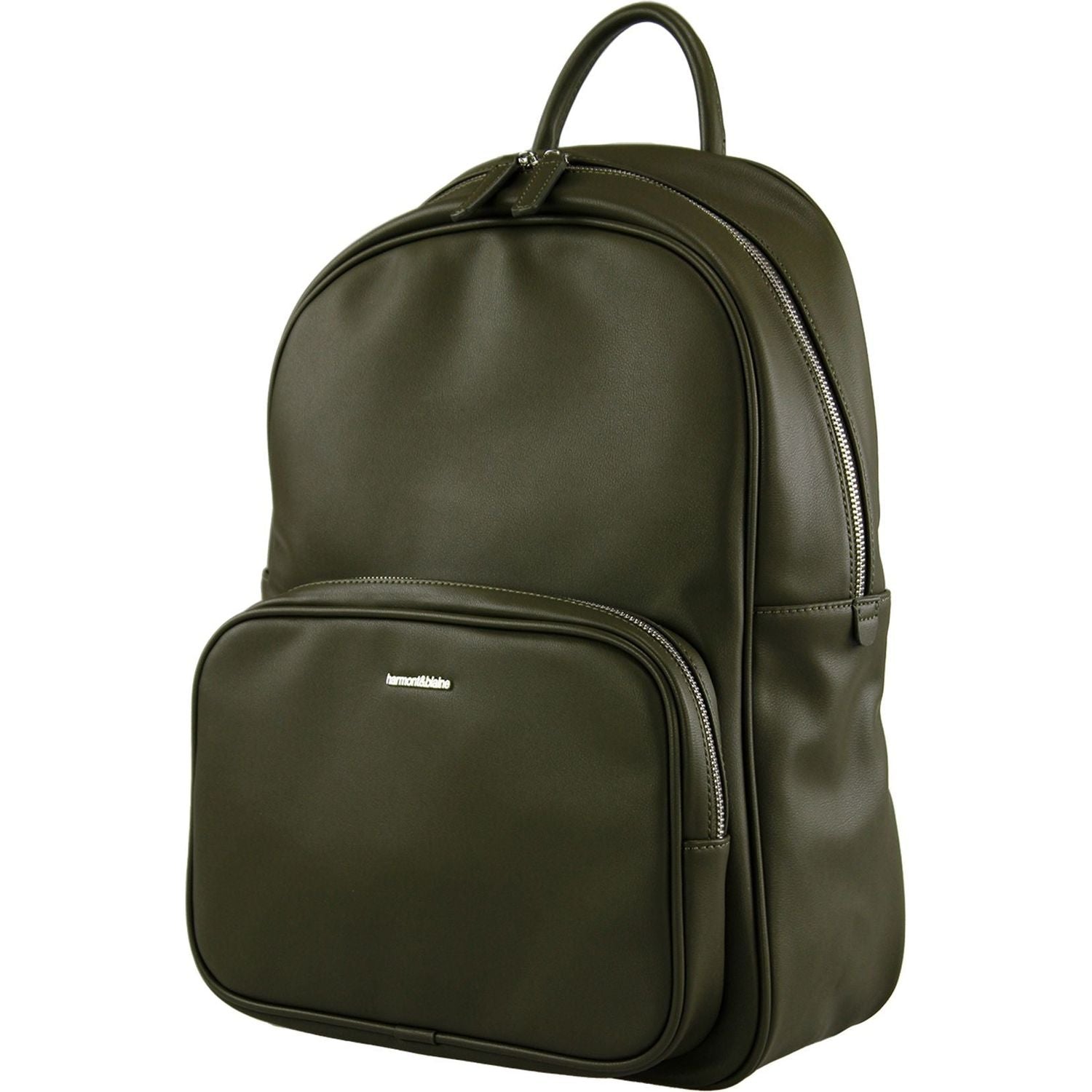 Front view with bag zipped and handles upright.