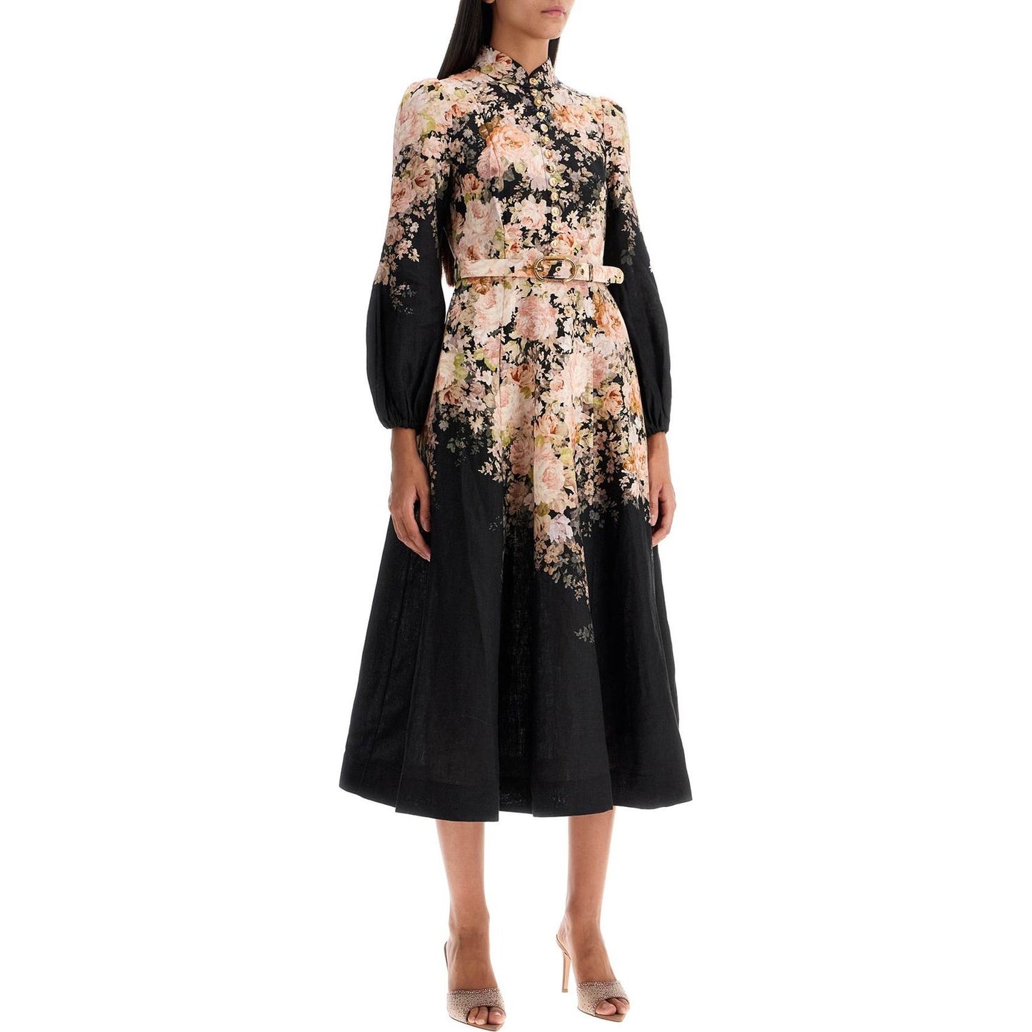 Zimmermann 'floral print linen midi dress with Dresses Zimmermann