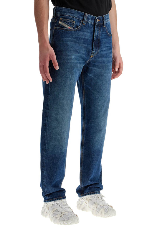 Diesel blue denim straight leg cotton jeans with contrast stitching Jeans Diesel