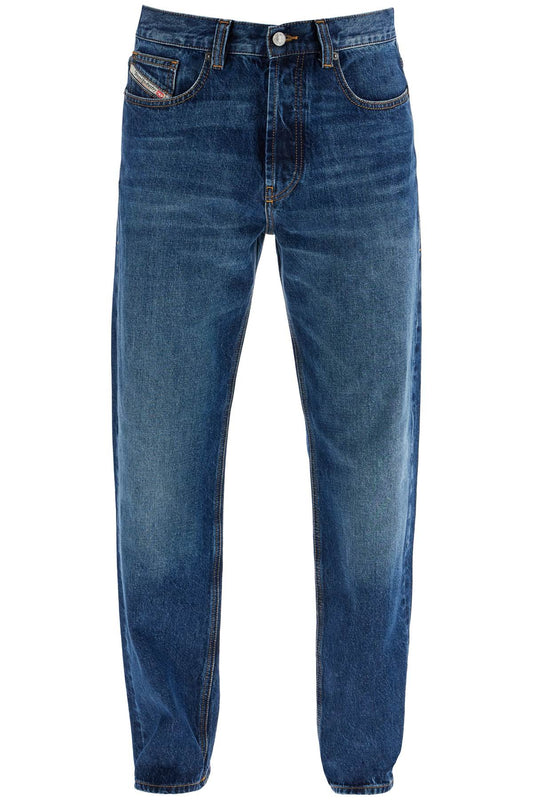 Diesel blue denim straight leg cotton jeans with contrast stitching Jeans Diesel