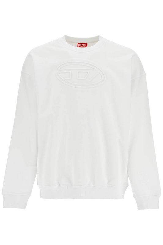 Diesel white cotton sweatshirt with raised logo for men Topwear Diesel