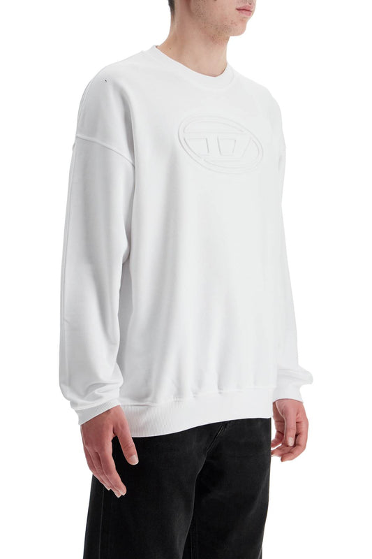 Diesel white cotton sweatshirt with raised logo for men Topwear Diesel