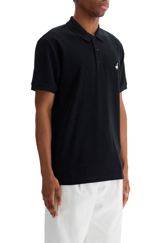 Moschino men's black cotton polo with duck embroidery Topwear Moschino