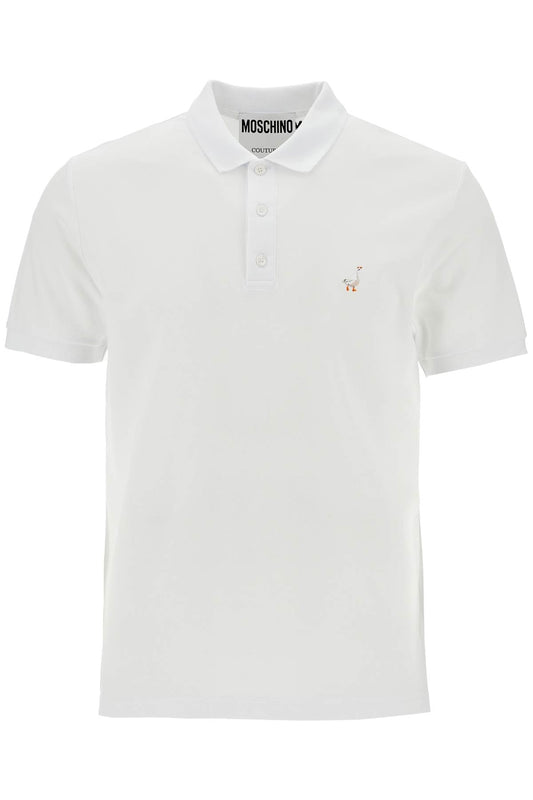 Moschino white cotton polo with delicate embroidery Topwear Moschino