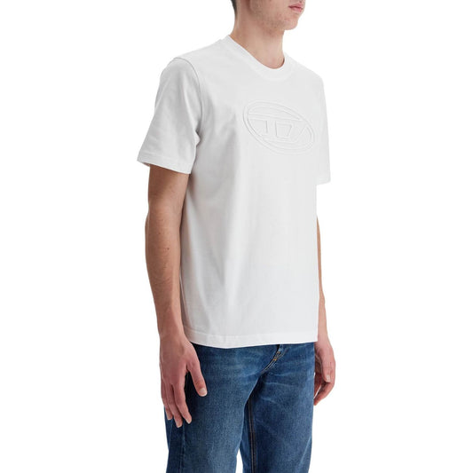 Diesel white cotton t-shirt with embossed logo t-adjust-bigoval Topwear Diesel